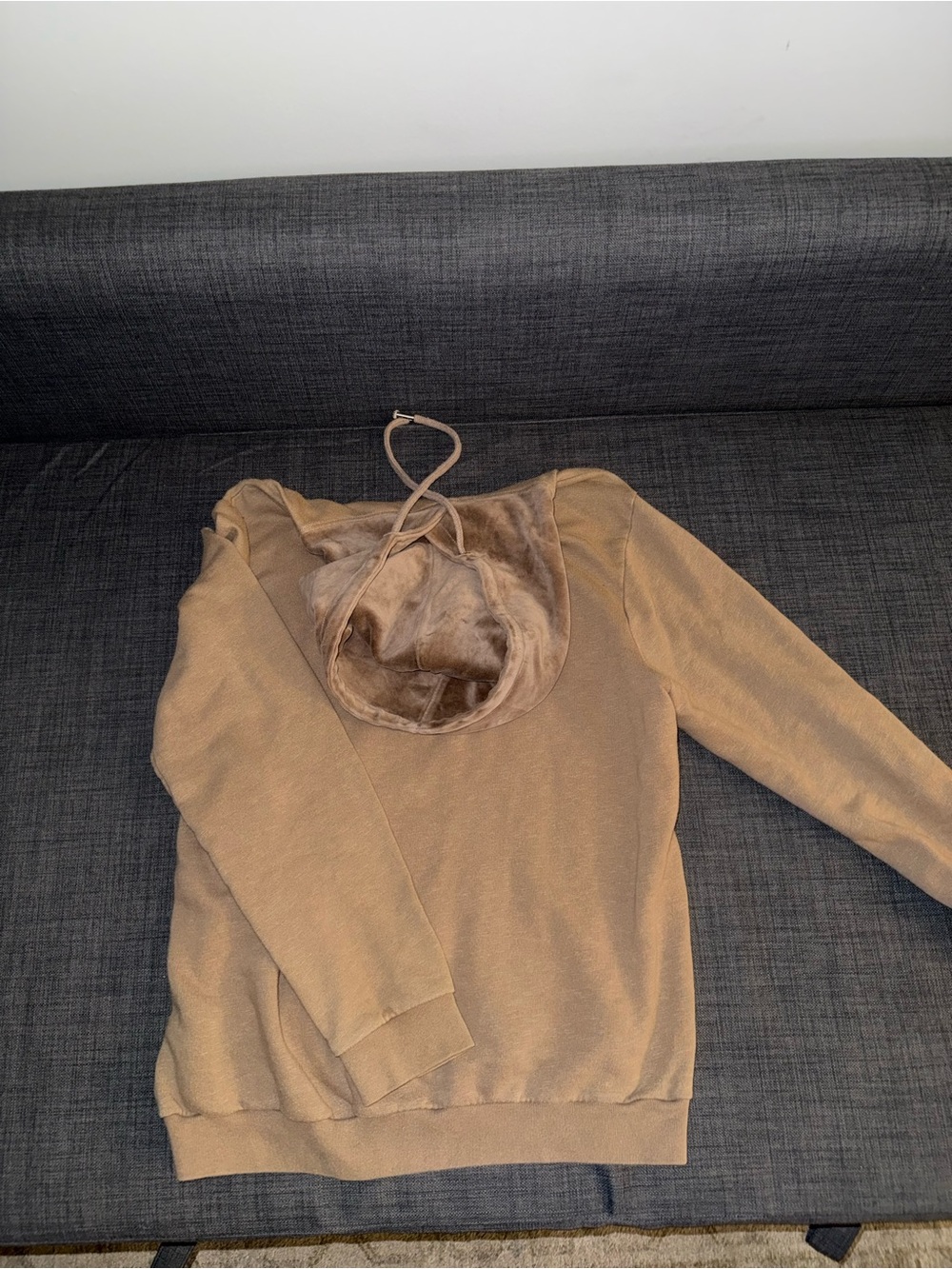 The Rail Men's Tan Pullover Hoodie with Brown Lined Hood - Picture 3 of 3